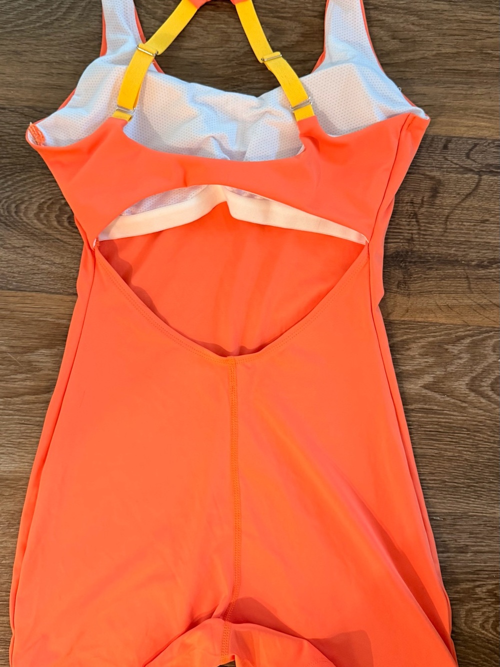 SHEIN Neon Orange Jumpsuit with Yellow Straps